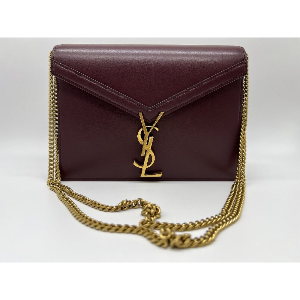 PRELOVED Saint Laurent Cassandra Burgundy Small Leather Chain Shoulder Bag